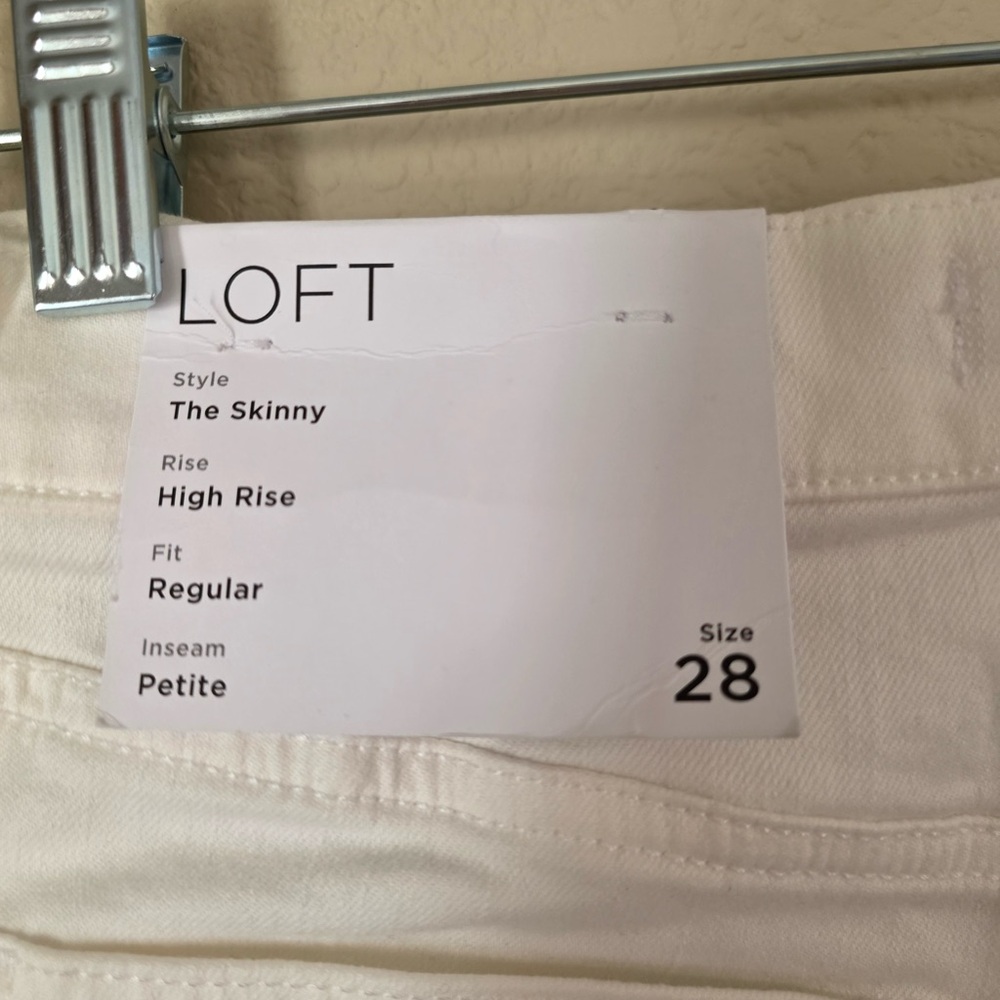 NWT‎ LOFT Women's White Skinny Jeans Size 6 Petite - Picture 3 of 5